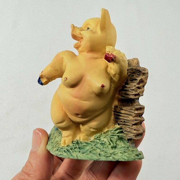Pig Figurine Party Time Sign Naked Sexy Plaque Welcome Funny Country Farmhouse - Picture 12 of 12